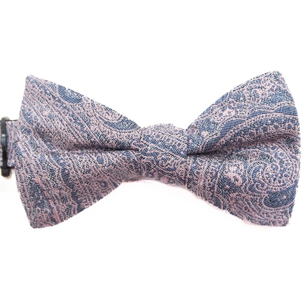Ryan Seacrest Adjustable Pink & Blue Paisley 100% Silk Bow Tie